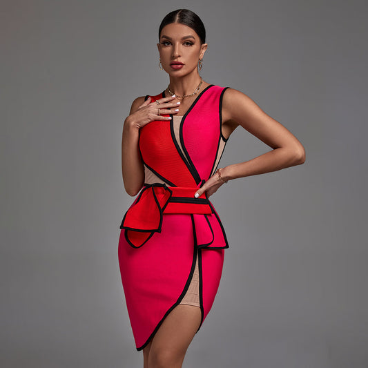 Chic V-Neck Sleeveless Mesh Midi Dress for a Flawless Look - Opulent Empire