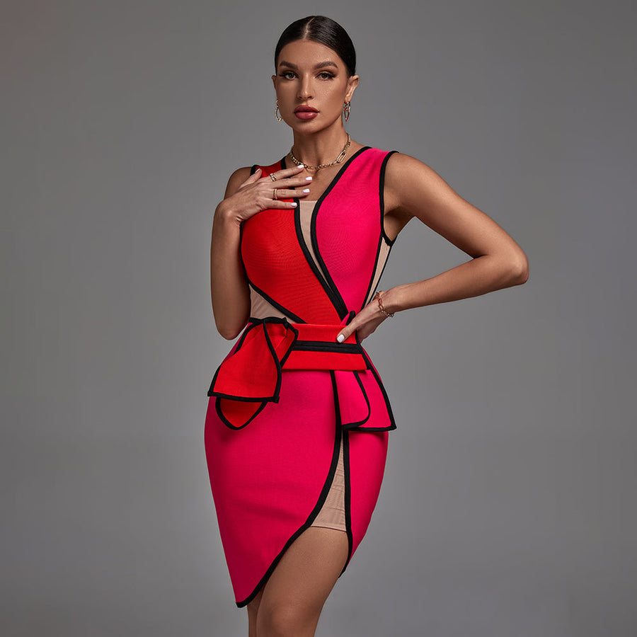 Yvette Beaumont — Chic V-Neck Sleeveless Mesh Midi Dress for a Flawless Look