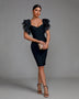 Chic Puff Sleeve Tulle Bandage Midi Dress - Opulent Empire
