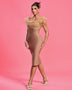 Chiffon Ruched Neck Midi Bandage Dress - Opulent Empire