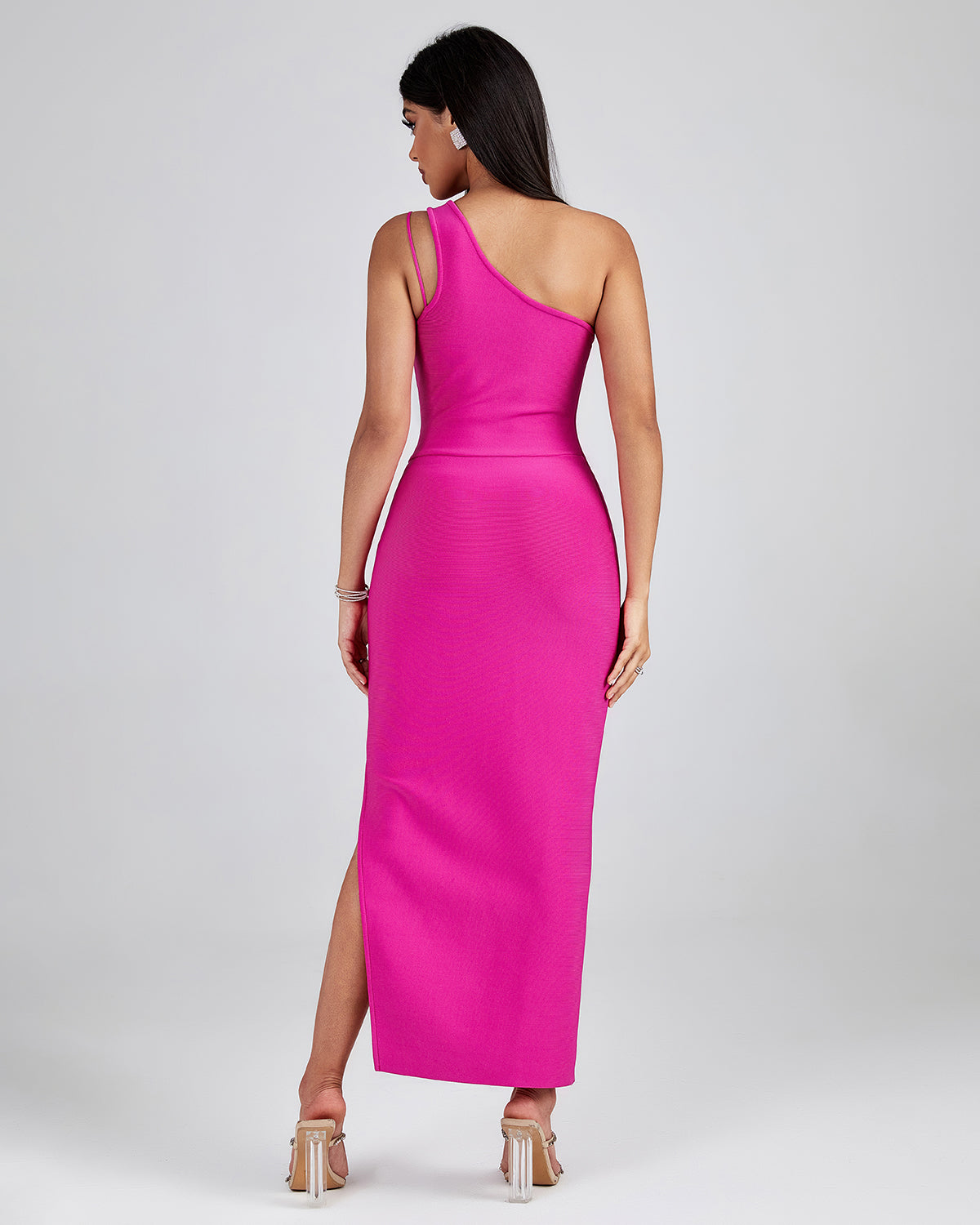 Aurelia Beaumont — One Shoulder Pleated Bandage Long Dress, alternate view 4