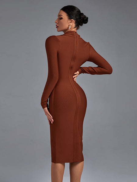 Chic V-Neck Long Sleeve Bodycon Dress