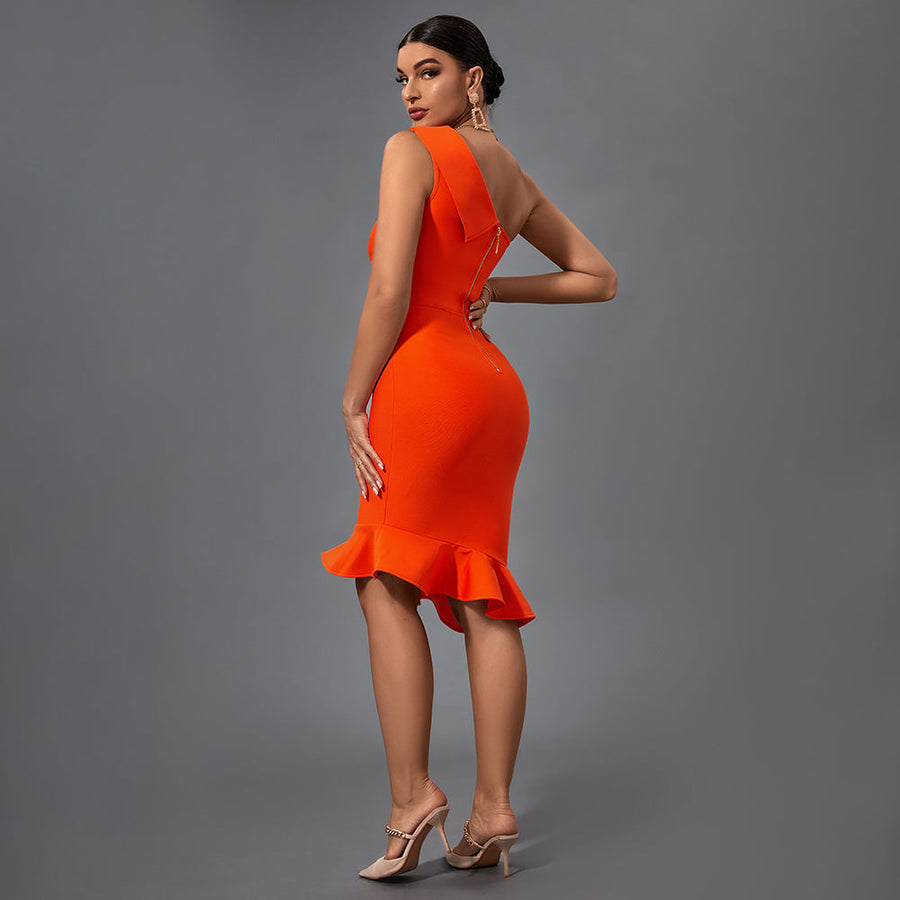 Elegant One-Shoulder Fishtail Bandage Dress