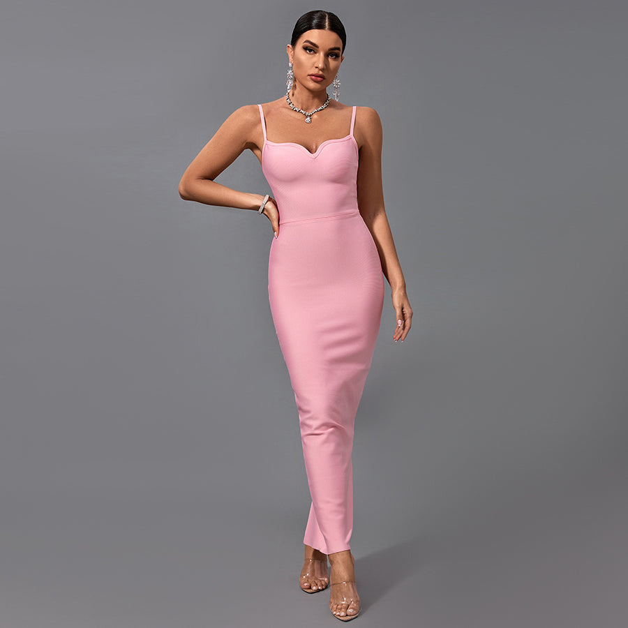 Strappy Sleeveless Plain Maxi Bandage Dress