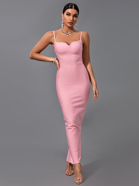 Strappy Sleeveless Plain Maxi Bandage Dress