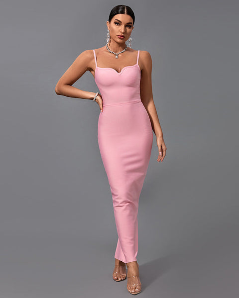 Strappy Sleeveless Plain Maxi Bandage Dress - Opulent Empire