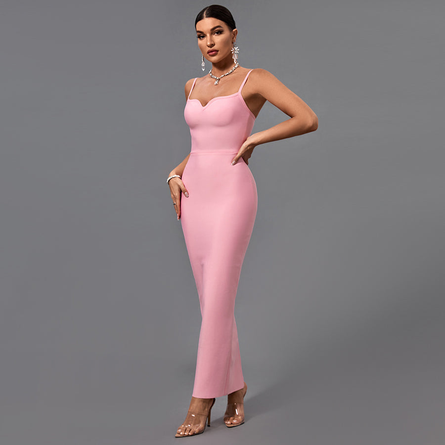 Strappy Sleeveless Plain Maxi Bandage Dress