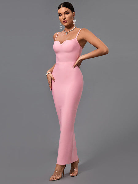 Strappy Sleeveless Plain Maxi Bandage Dress