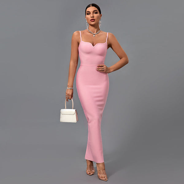 Strappy Sleeveless Plain Maxi Bandage Dress