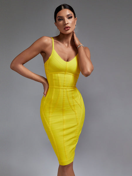 Chic Strappy Backless Bandage Dress with Striped Accents - Opulent Empire