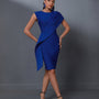 Elegant Ruffle Draped Bandage Dress with Crewneck Design