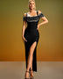 Rhinestone Embellished High-Slit Bandage Dress