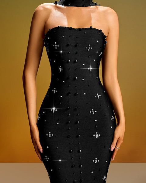 Sparkly Crystal Bandage Maxi Dress