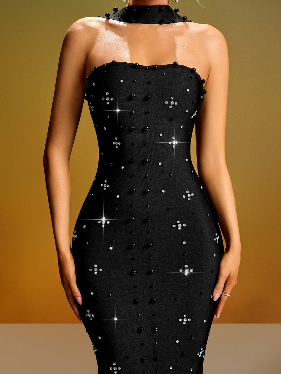 Giselle Fontaine — Sparkly Crystal Bandage Maxi Dress, alternate view 2