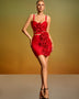Mini Dress with Large Flowers and Contrast Band for an Elegant and Trendy Look