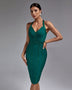 Chic Halter Neck Sleeveless Striped Bandage Dress - Opulent Empire