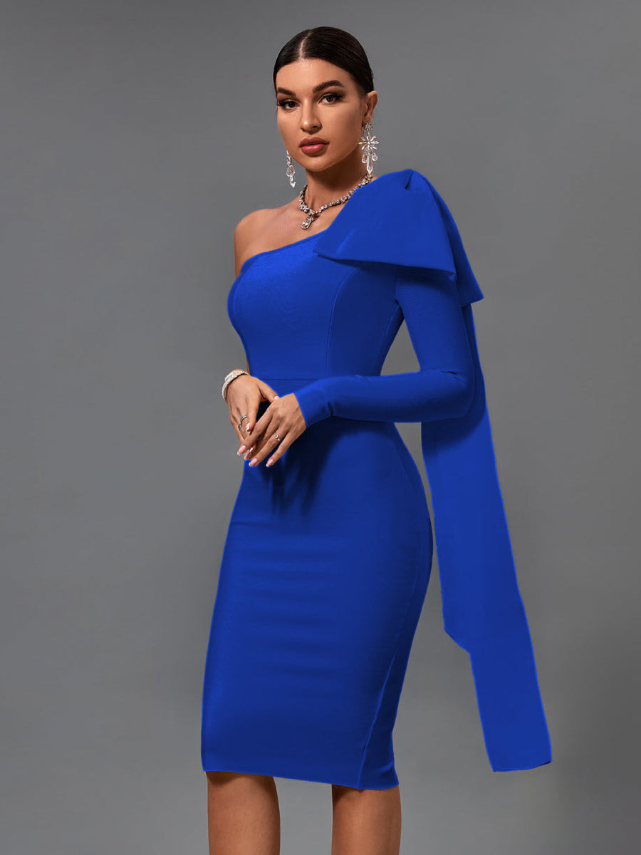 Chic Asymmetrical Bowknot Midi Dress for a Stunning Look