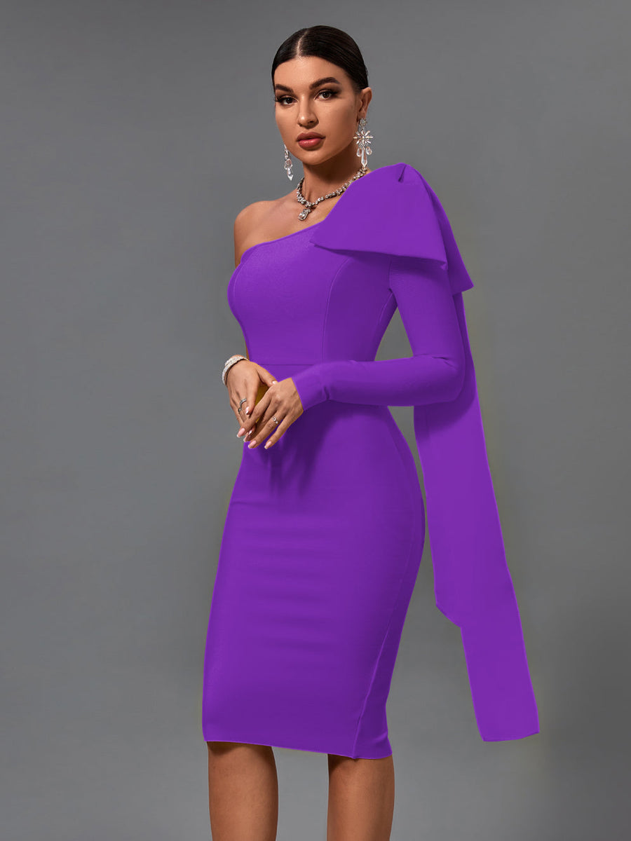 Chic Asymmetrical Bowknot Midi Dress for a Stunning Look