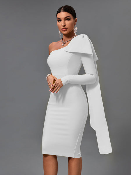 Chic Asymmetrical Bowknot Midi Dress for a Stunning Look