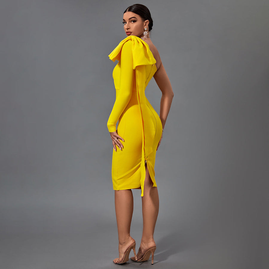 Chic Asymmetrical Bowknot Midi Dress for a Stunning Look