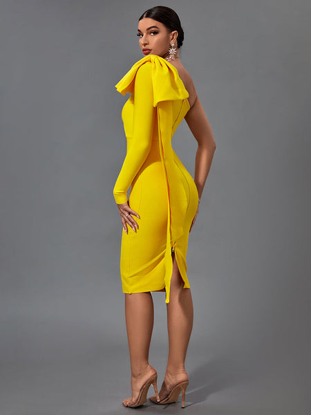 Chic Asymmetrical Bowknot Midi Dress for a Stunning Look