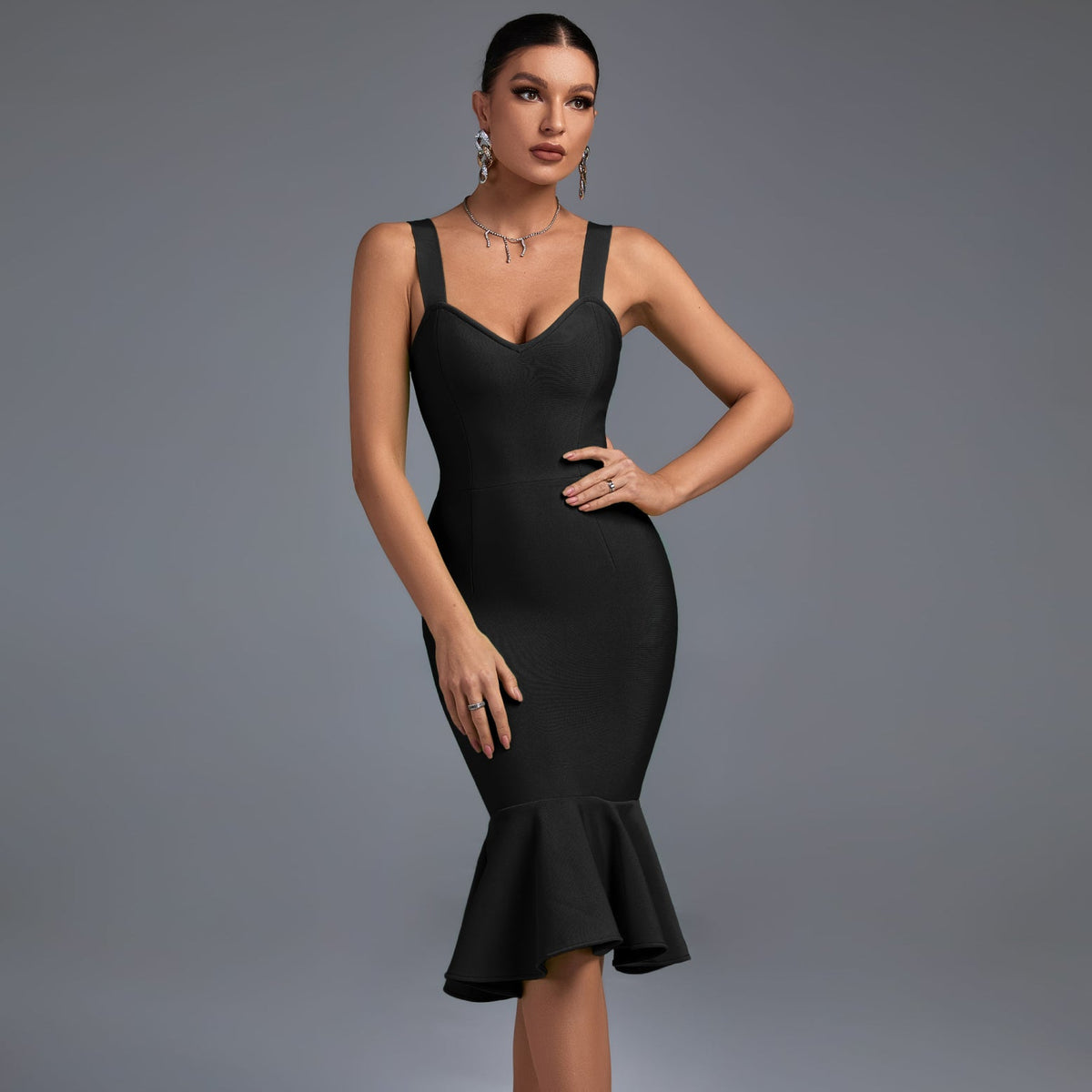 Rosalind Beaumont — Fishtail Over Knee Bandage Dress, alternate view 4
