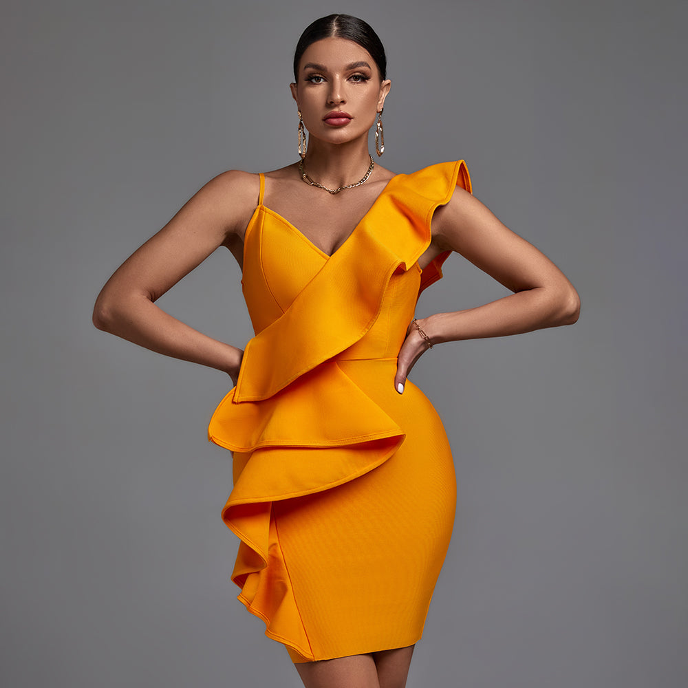 Emmeline Beaumont — Chic V-Neck Sleeveless Frill Mini Dress