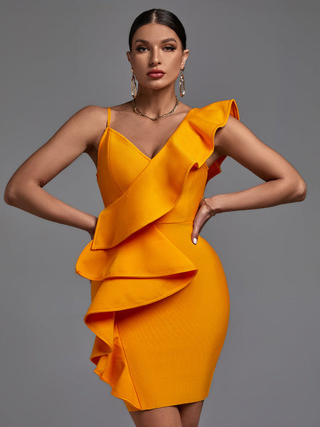 Chic V-Neck Sleeveless Frill Mini Dress - Opulent Empire