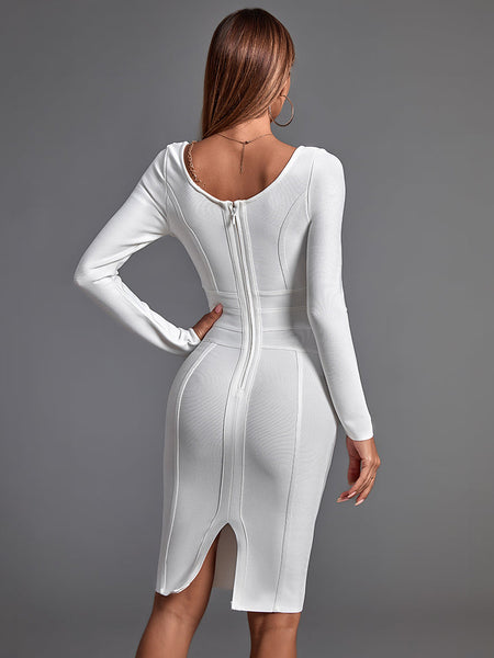 Long Sleeve Sequined Midi Bandage Dress