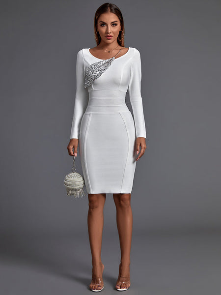 Long Sleeve Sequined Midi Bandage Dress