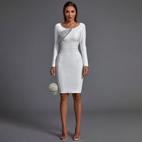 Vivienne Beaumont — Long Sleeve Sequined Midi Bandage Dress, alternate view 4