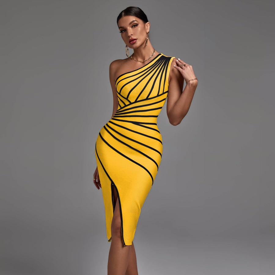 Jocelyn Beaumont — Chic Sleeveless Striped Midi Dress - Perfect Bandage Fit