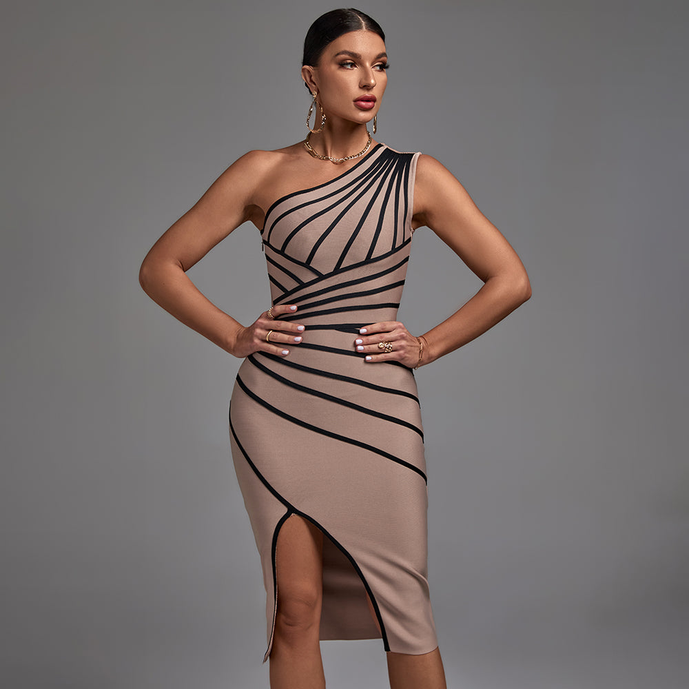 Chic Sleeveless Striped Midi Dress - Perfect Bandage Fit