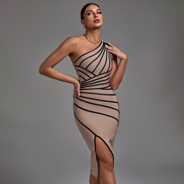 Chic Sleeveless Striped Midi Dress - Perfect Bandage Fit