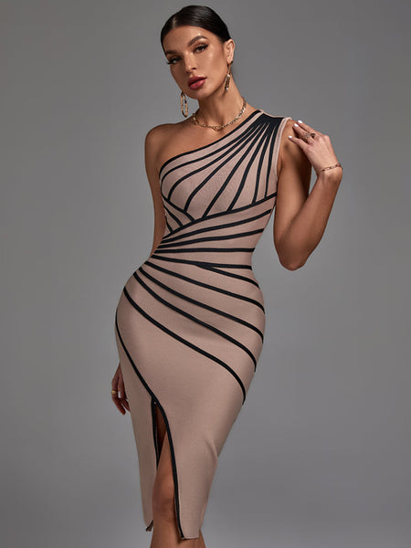 Chic Sleeveless Striped Midi Dress - Perfect Bandage Fit