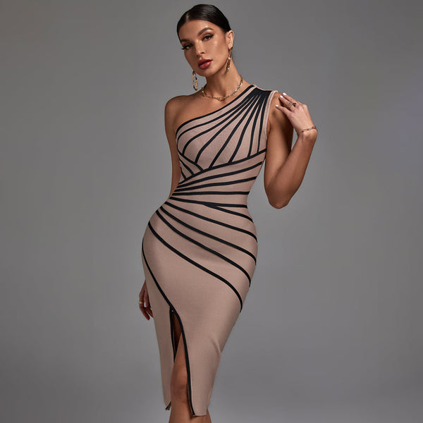 Chic Sleeveless Striped Midi Dress - Perfect Bandage Fit