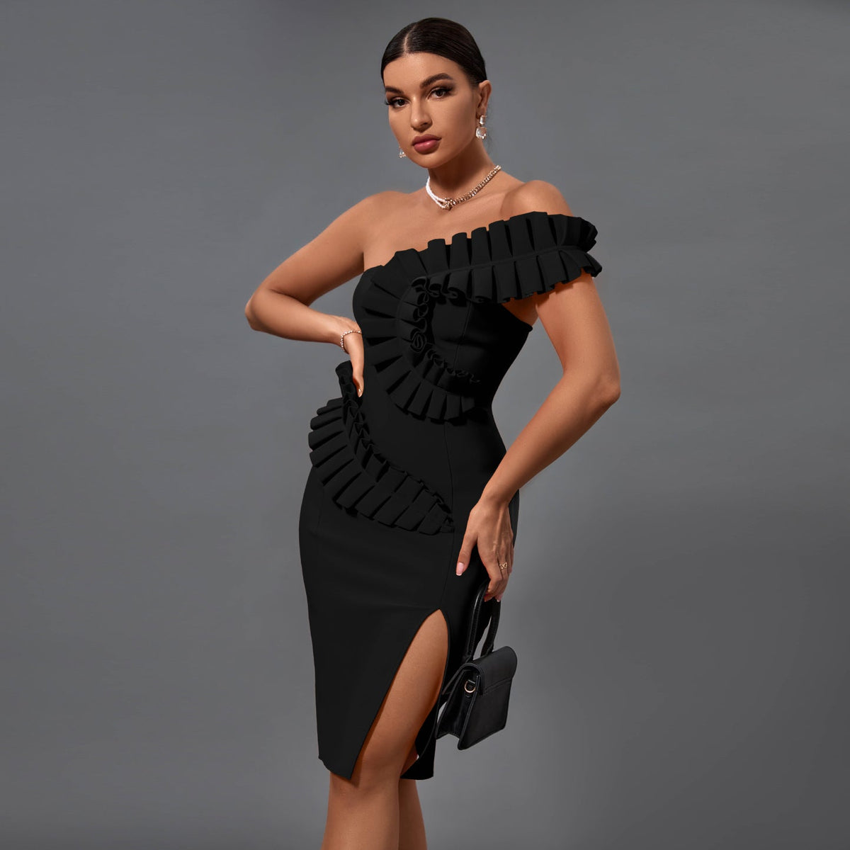 Oriana Beaumont — Stunning One-Shoulder Embellished Bandage Dress, alternate view 6