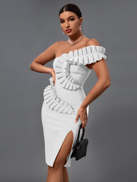 Stunning One-Shoulder Embellished Bandage Dress