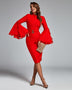 Pagoda Sleeve Lace Midi Bandage Dress - Opulent Empire