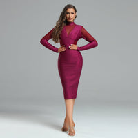 Zélie — High-Neck Gold Dust Mesh Bandage Dress, alternate view 5