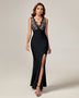 V Neck Lace & Bandage Maxi Dress