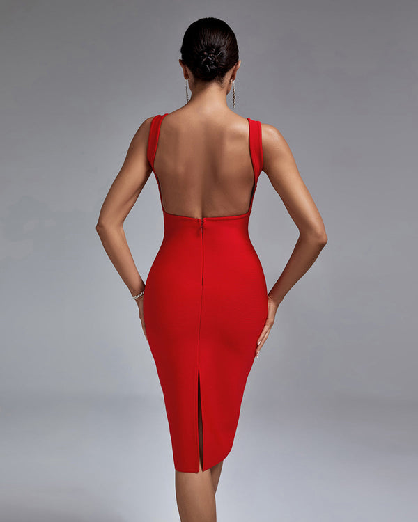 Backless Midi Bandage Dress