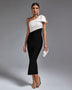 Vibrant Multi-Color One-Shoulder Midi Bandage Dress - Opulent Empire