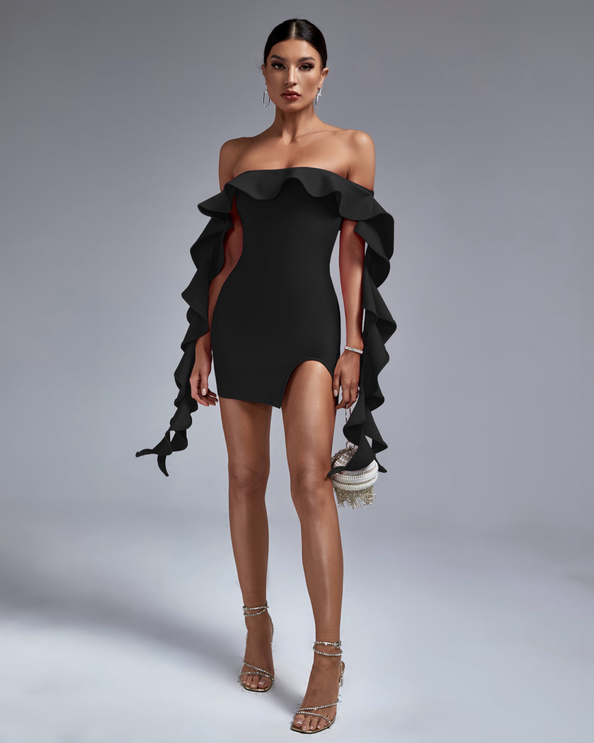Dahlia Beaumont — Chic Off-Shoulder Ruffle Mini Bandage Dress, alternate view 8