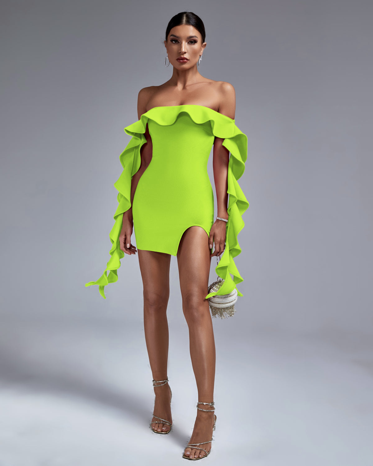 Dahlia Beaumont — Chic Off-Shoulder Ruffle Mini Bandage Dress, alternate view 7