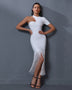 Chic Asymmetric Maxi Dress with Elegant Tassels - Opulent Empire