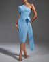 One Shoulder Bow Lace Up Midi Bandage Dress - Opulent Empire