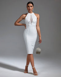 Seraphina Beaumont — Pearl Embellished Midi Bandage Dress, alternate view 5