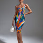 Vibrant Multicolor Midi Bandage Dress for a Flawless Fit