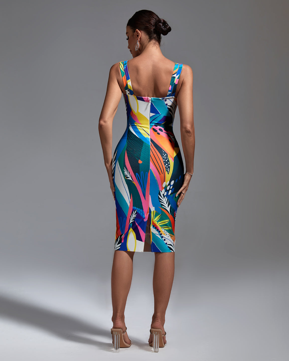 Bianca Beaumont — Vibrant Multicolor Midi Bandage Dress for a Flawless Fit, alternate view 5